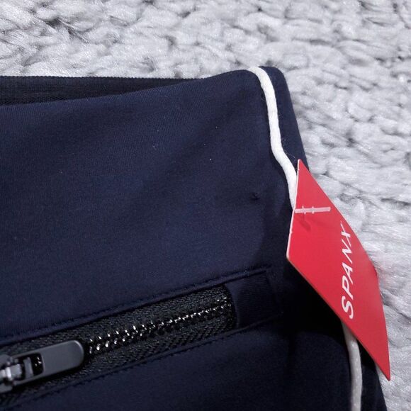 Spanx Ankle Piped Skinny Perfect Pants Navy Blue Size XS High Rise - Picture 7 of 12